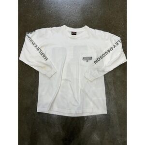 Vintage Harley-Davidson Shirt Mens Large White Zanotti Butler PA Long Sleeve Y2K